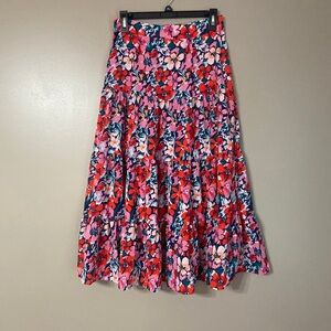 SHEIN Floral A-Line Skirt - Red and Pink